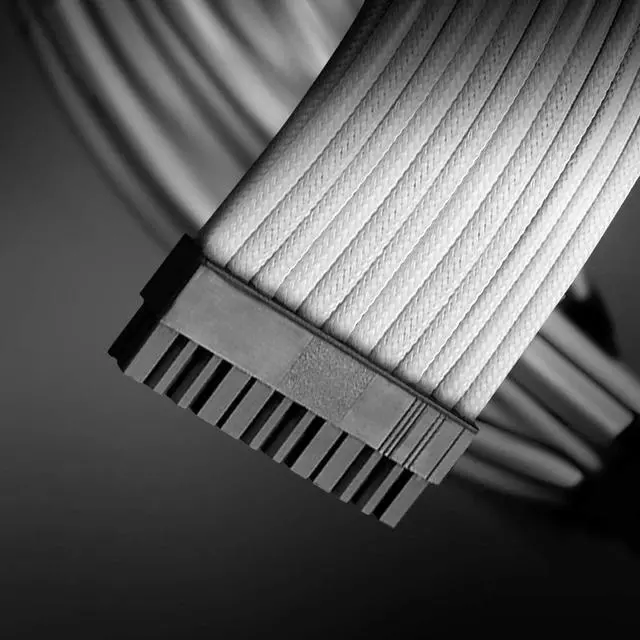 Alt view image 3 of 5 - Power Supply Sleeved Cable /24pin ATX /4+4pin EPS /8-pin PCI-E /6pin PCI-E PSU Extension Cable Kit 30cm Length with Combs, White