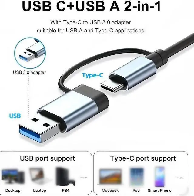 Alt view image 2 of 7 - Aluminum 4 in 1 USB C Splitter USB HUB with USB 3.0,USB 2.0 for MacBook Laptops Desktops