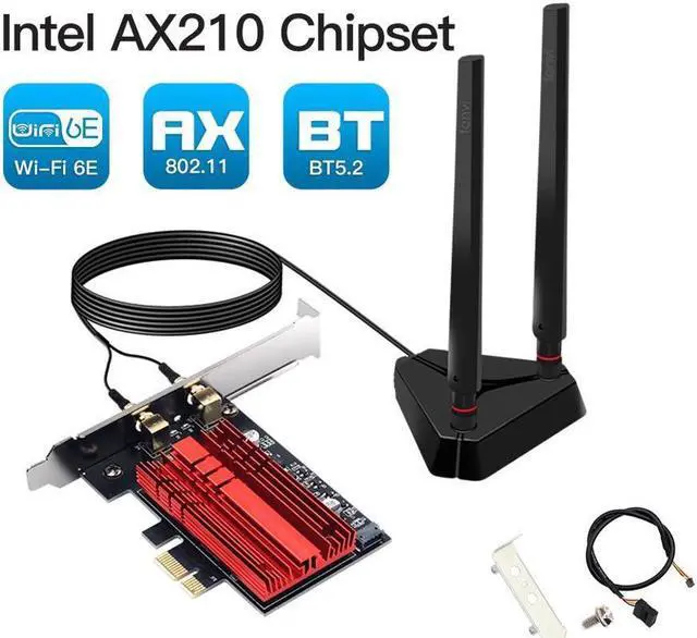 Alt view image 4 of 7 - AXE5400 WiFi 6E PCIe WiFi Card Bluetooth 5.2 AX210 WiFi 6e Card Tri-band 2.4G/5G/6G Network Card 802.11ax 3000Mbps WiFi Adapter with MU-MIMO OFDMA Heat Sink WPA3 for Windows 11,10