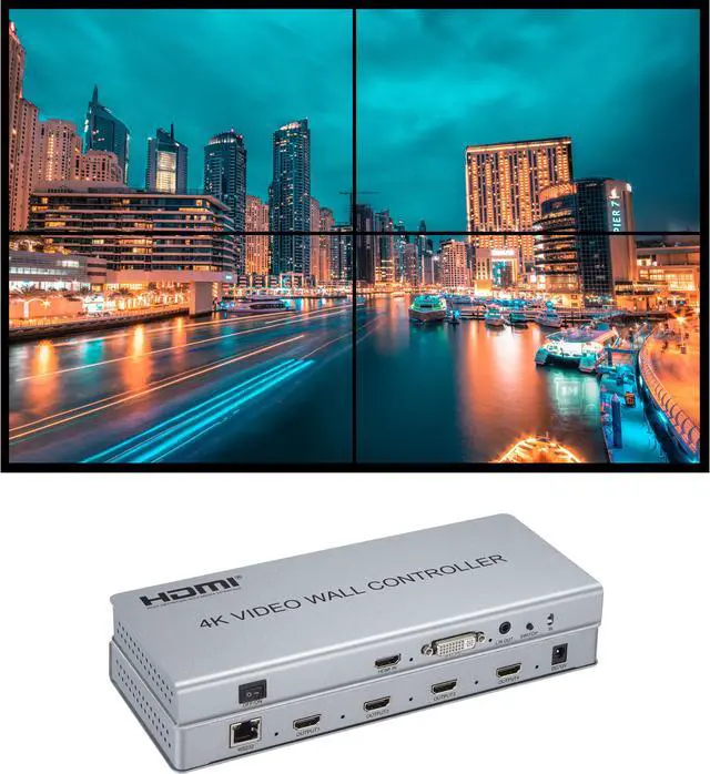 Main image of Video Wall Controller 2x2 4K Processor HDMI 1.4 HDCP 1.4 Support 2x2,1x2,1x4 with 1 DVI or HDMI Input 4 HDMI Output