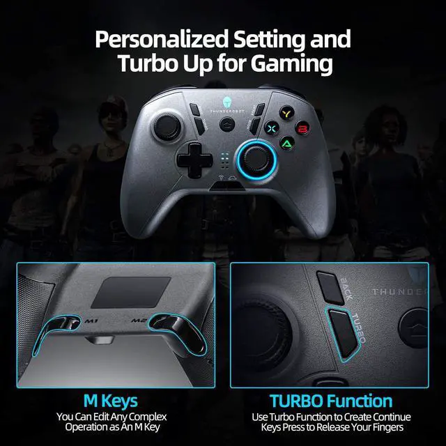 Alt view image 2 of 6 - ThundeRobot Wired Gaming Controller,Gamepad G30 USB Wired PC Joystick Gamepad with Customized Buttons, Dual Vibration Motors, Ergonomic Laptop Game Controller for PC with Windows Vista/7/8/8.1/10