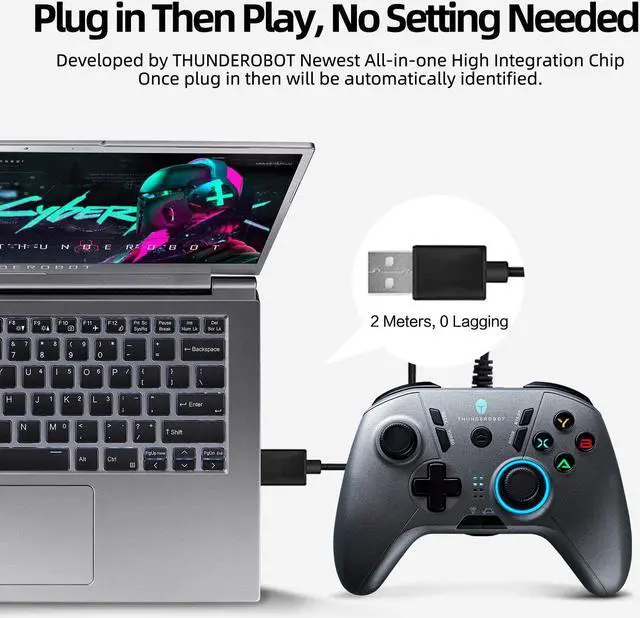 Alt view image 4 of 6 - ThundeRobot Wired Gaming Controller,Gamepad G30 USB Wired PC Joystick Gamepad with Customized Buttons, Dual Vibration Motors, Ergonomic Laptop Game Controller for PC with Windows Vista/7/8/8.1/10