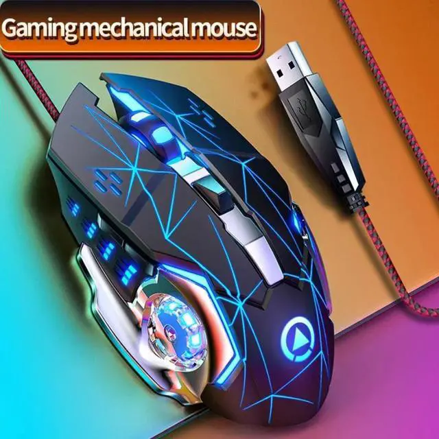 Alt view image 2 of 7 - USB Wired Gaming Mouse, Gaming Mice with LED Backlit Light, E-sports Silent Mouse, 4 Adjustable DPI Up to 3600dpi, Ergonomic Design, 6 Programmable Buttons Compatible with PC, Laptop (Star Black)