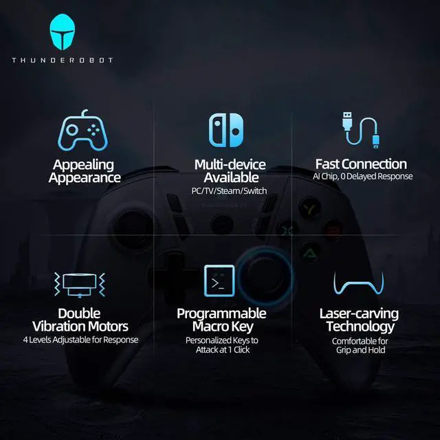 Alt view image 5 of 6 - ThundeRobot Wired Gaming Controller,Gamepad G30 USB Wired PC Joystick Gamepad with Customized Buttons, Dual Vibration Motors, Ergonomic Laptop Game Controller for PC with Windows Vista/7/8/8.1/10