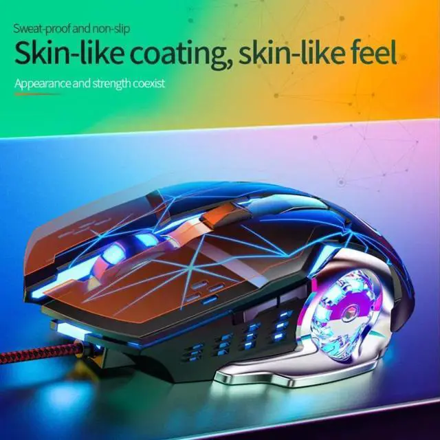 Alt view image 3 of 7 - USB Wired Gaming Mouse, Gaming Mice with LED Backlit Light, E-sports Silent Mouse, 4 Adjustable DPI Up to 3600dpi, Ergonomic Design, 6 Programmable Buttons Compatible with PC, Laptop (Star Black)