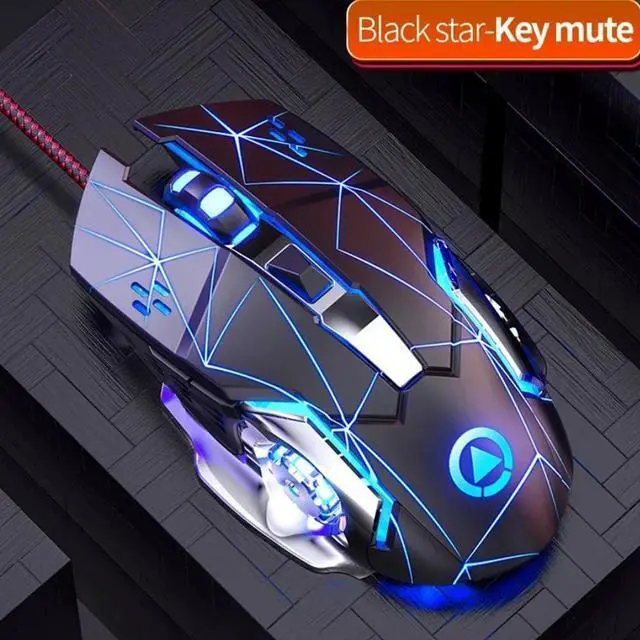 Alt view image 6 of 7 - USB Wired Gaming Mouse, Gaming Mice with LED Backlit Light, E-sports Silent Mouse, 4 Adjustable DPI Up to 3600dpi, Ergonomic Design, 6 Programmable Buttons Compatible with PC, Laptop (Star Black)