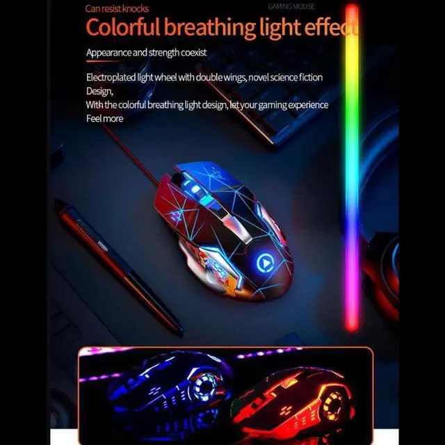 Alt view image 7 of 7 - USB Wired Gaming Mouse, Gaming Mice with LED Backlit Light, E-sports Silent Mouse, 4 Adjustable DPI Up to 3600dpi, Ergonomic Design, 6 Programmable Buttons Compatible with PC, Laptop (Star Black)