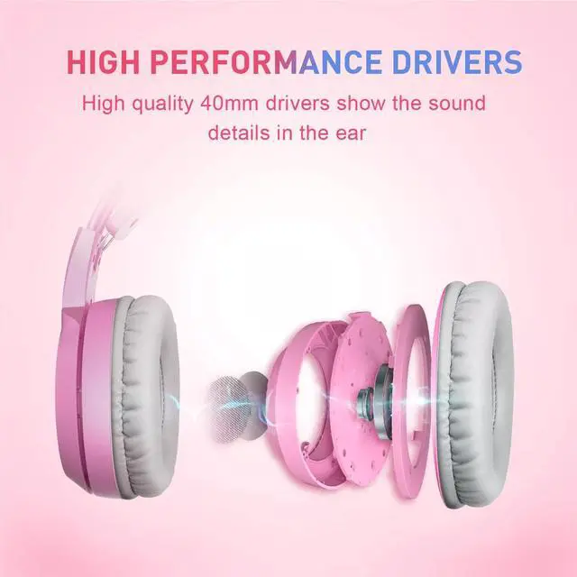 Alt view image 3 of 7 - SOMIC G951 Pink Lovely Cat Shape Noise Cancelling Girl Gaming Headphones, Virtual 7.1 Surround Sound Effect Headset with SVE Vibration and Cute LED Light Pattern For PS4 PC Laptop Games
