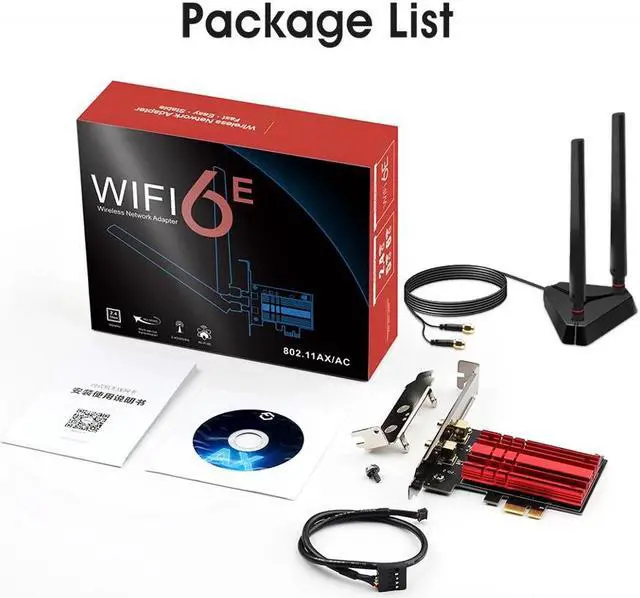 Alt view image 2 of 7 - AXE5400 WiFi 6E PCIe WiFi Card Bluetooth 5.2 AX210 WiFi 6e Card Tri-band 2.4G/5G/6G Network Card 802.11ax 3000Mbps WiFi Adapter with MU-MIMO OFDMA Heat Sink WPA3 for Windows 11,10