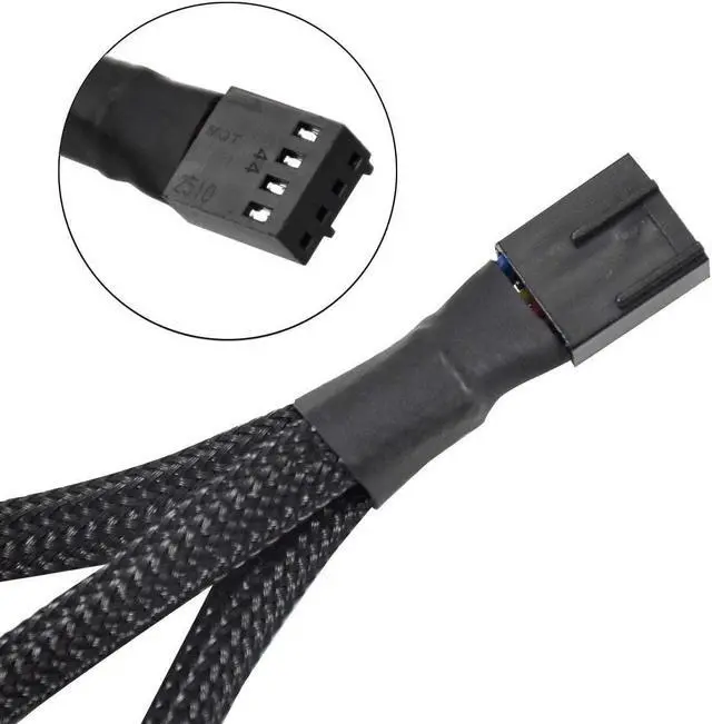 Alt view image 2 of 4 - 3 Pack PWM Fan Splitter, Black Sleeved Braided Y Computer Fan Splitter,4 pin Fan Adapter Cable, CPU Fan Splitter 1 to 3 Converter,Fan Extension Power Cable.(1 to 3)
