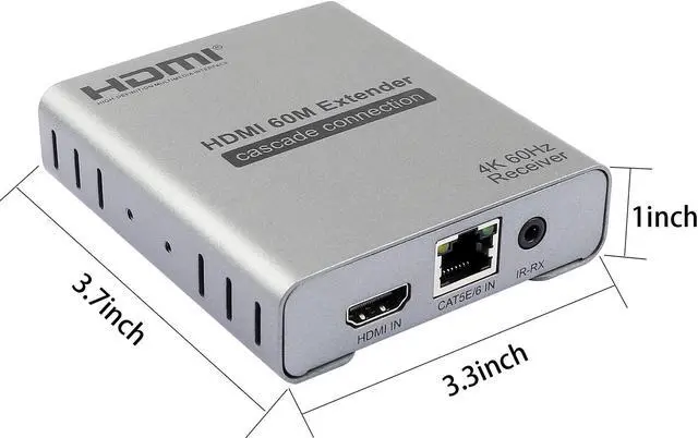 Alt view image 2 of 7 - HDMI Extender 4K@60Hz(4:4:4 8bit) Over CAT6 Cable Up to 60m (196 feet) Support HDCP 2.2 and Cascade Transmission