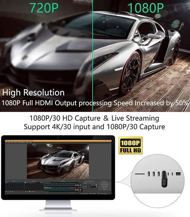 Alt view image 5 of 7 - HDMI USB Audio Video Capture Cards, HDMI to USB Game Capture Card,Full HD 1080P Recording, Easily Connect DSLR, Camcorder, or Action Cam to PC or Mac for High Definition Acquisition, Live Broadcasting