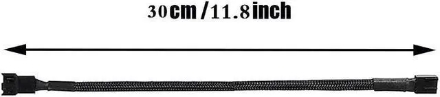 Alt view image 4 of 5 - 5 Pack- 11.8 inch PWM Fan Extension Cable PC Fan Extension Cable Compatible with ATX Case 3 Pin & 4 Pin Cooling Fans Durable Black Nylon Braided Case Fan Extension Cable
