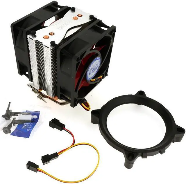 Alt view image 5 of 7 - PC Cooler Red Ocean Mini Plus CPU Cooler - 6mm Copper Heatpipe - Dual 80mm Silent Fan For socket 754/939/AM2/AM2+/AM3/FM1 LGA 775/1156/1155/1150
