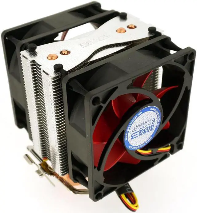 Alt view image 6 of 7 - PC Cooler Red Ocean Mini Plus CPU Cooler - 6mm Copper Heatpipe - Dual 80mm Silent Fan For socket 754/939/AM2/AM2+/AM3/FM1 LGA 775/1156/1155/1150