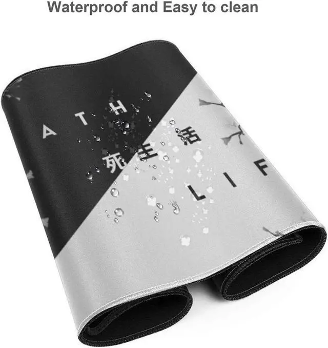 Alt view image 4 of 5 - Isptewhie Black and White Cherry Blossom Gaming Mouse Pad XL Extended Large Mouse Mat Desk Pad Stitched Edges Mousepad Long Nonslip Rubber Base Mice Pad 31.5 X 11.8 Inch