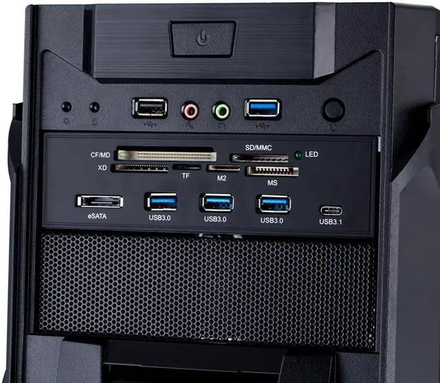 Alt view image 5 of 7 - 5.25" PC Computer Front panel USB 2.0 card reader with 3 ports USB3.0,Type-C, eSATA,MD,SD/MMC,XD,TF,M2,MS,64G CF Reader