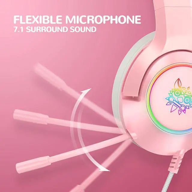 Alt view image 3 of 7 - K9 Gaming Headset with Removable Cat Ears, for PS5, PS4, Nintendo Switch, PC, with Surround Sound, RGB LED Light & Noise Canceling Retractable Microphone