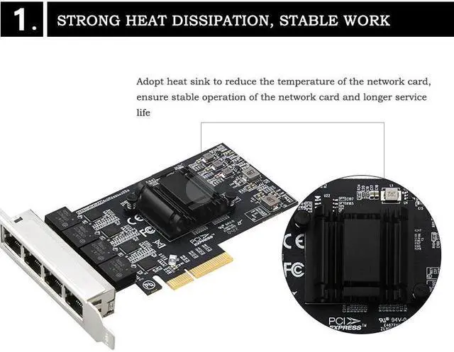 Alt view image 4 of 7 - 4 Ports 2.5G Gigabit Network Card High-speed Stable Network Card Gaming Ethernet 4-port Gigabit Network Adapter Desktop ESXi Diskless PXE Boot