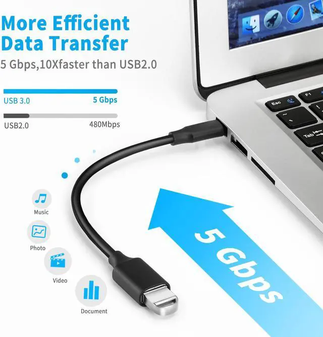 Alt view image 3 of 7 - USB C to USB Adapter Longwwin Type C OTG Cable 1 Pack USB C Male to USB 3.0 A Female Cable Connector Compatible for MacBook Pro 2019 2018, Samsung Galaxy S10 S9 S8 Note 9 8, LG V40 G6