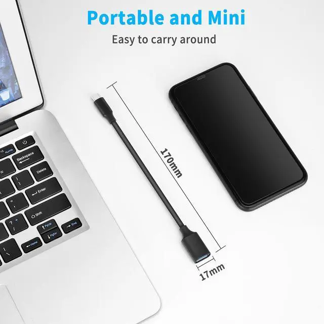 Alt view image 4 of 7 - USB C to USB Adapter Longwwin Type C OTG Cable 1 Pack USB C Male to USB 3.0 A Female Cable Connector Compatible for MacBook Pro 2019 2018, Samsung Galaxy S10 S9 S8 Note 9 8, LG V40 G6