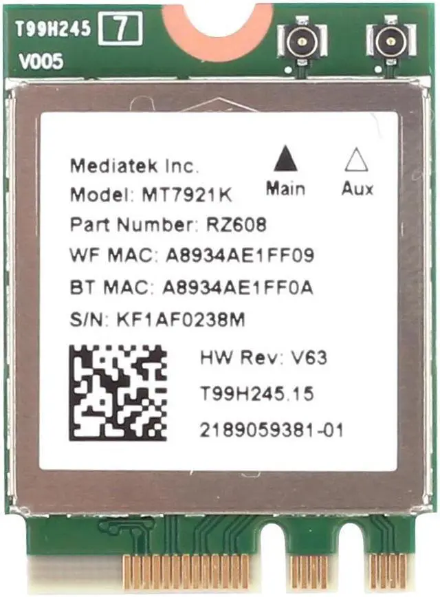Main image of MT7921K M.2 WiFi 6 Card for PC Dual Band 2.4GHz/5GHz 1800Mbps 802.11ax/ac wifi Bluetooth 5.2 Network Card same as wifi 6 AX200 Wireless Adapter Support Windows 10/11