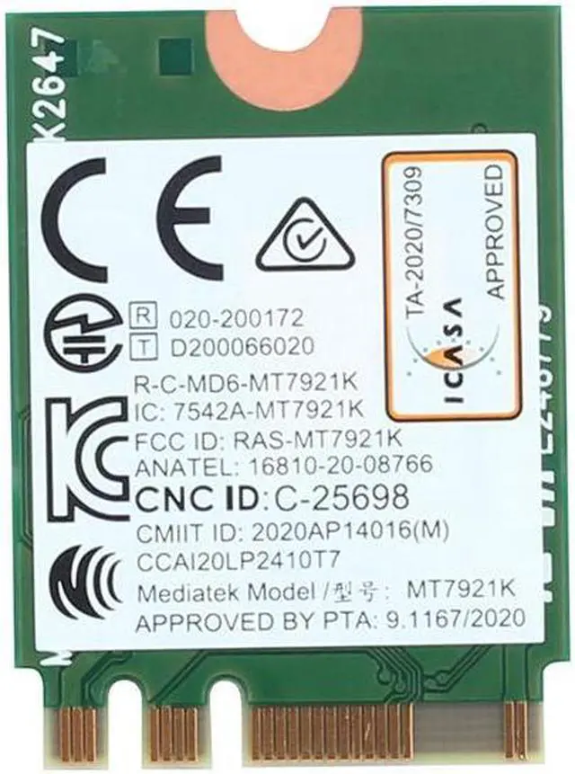 Alt view image 7 of 7 - MT7921K M.2 WiFi 6 Card for PC Dual Band 2.4GHz/5GHz 1800Mbps 802.11ax/ac wifi Bluetooth 5.2 Network Card same as wifi 6 AX200 Wireless Adapter Support Windows 10/11