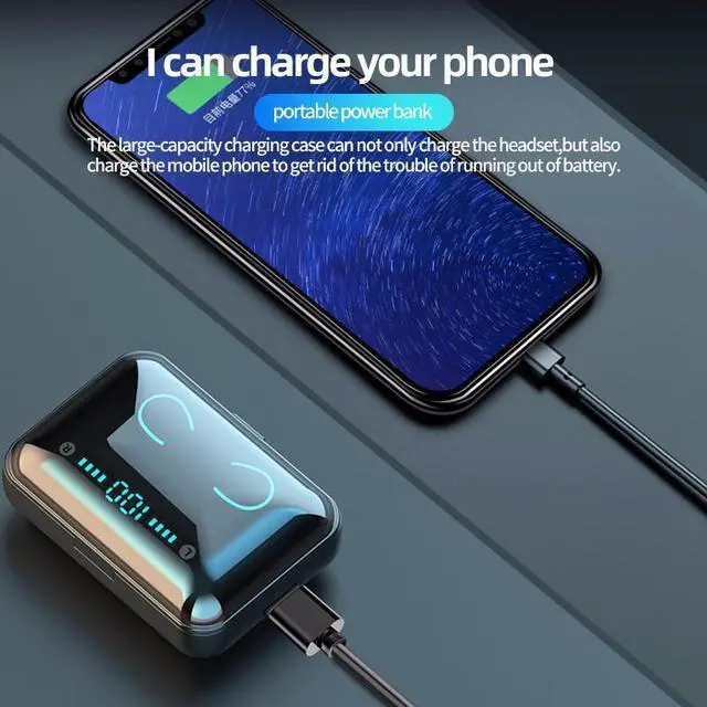 Alt view image 4 of 7 - TWS Bluetooth 5.0 Wireless Earphone 3D Bass Stereo In-ear Bluetooth Earphones Earbuds Handsfree Headset With Microphone Charging Case for Cell Phones