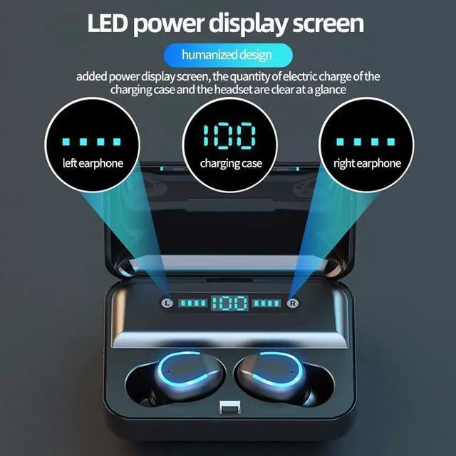 Alt view image 5 of 7 - TWS Bluetooth 5.0 Wireless Earphone 3D Bass Stereo In-ear Bluetooth Earphones Earbuds Handsfree Headset With Microphone Charging Case for Cell Phones