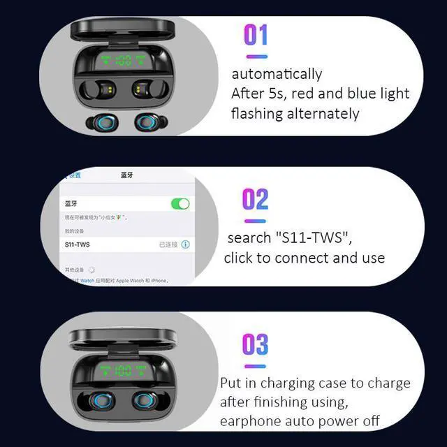 Alt view image 6 of 7 - Cordless Headphone Bluetooth Earphone TWS Earphones Wireless Headphones Noise Canceling Handsfree Headset Earbuds For Mobile Phones