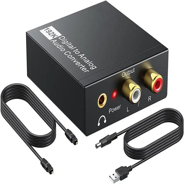 Main image of 192KHz Digital to Analog Audio Converter DAC Digital SPDIF Optical to Analog L/R RCA Converter Toslink Optical to 3.5mm Jack Adapter for PS3 HD DVD PS4 Amp Apple TV Home Cinema