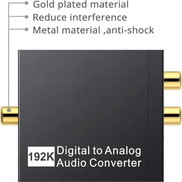 Alt view image 6 of 6 - 192KHz Digital to Analog Audio Converter DAC Digital SPDIF Optical to Analog L/R RCA Converter Toslink Optical to 3.5mm Jack Adapter for PS3 HD DVD PS4 Amp Apple TV Home Cinema