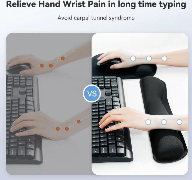 Alt view image 3 of 6 - Keyboard Wrist Rest and Mouse Pad with Wrist Support, Memory Foam Set for Computer/Laptop/Mac, Lightweight for Easy Typing & Pain Relief Ergonomic Mousepad