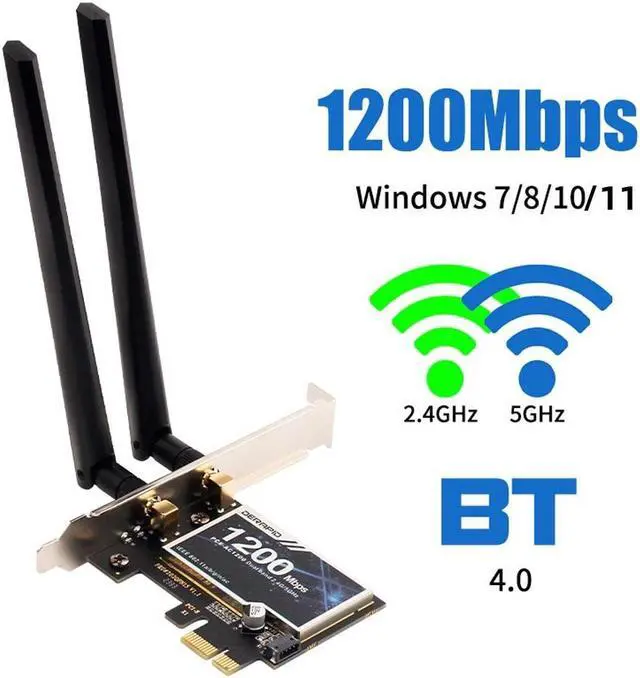 Main image of PCE-AC1200 PCIe WiFi Card for PC Desktop Bluetooth 4.2 Dual Band Wireless Network Card (2.4Ghz and 5Ghz) for Gaming Streaming Supports Windows 11/10, 8, 7 (32/64bit)