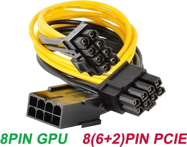 Alt view image 4 of 6 - PCIe 8 Pin Female to Dual 8 Pin (6+2) Male PCI Express Adapter Power Cable PCIE Y - Splitter Cable 12.5 Inches (6 Pack) 8iop