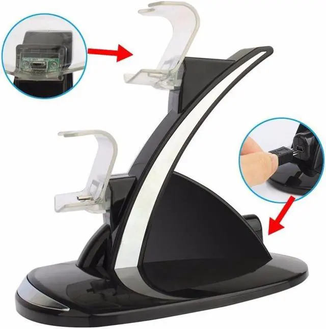 Alt view image 4 of 7 - Dual PS4/PS4 Slim/PS4 Pro Gaming Controller LED Charging Stand USB Charger Dock Station Cradle For Sony Playstation 4 PS4 / PS4 Slim /PS4 Pro