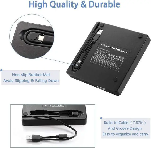 Alt view image 7 of 7 - Portable DVD Burner USB3.0 Type-C External Optical Drive Super Slim USB 3.0 External Mobile Optical Drive CD/DVD Writer for Laptop Notebook