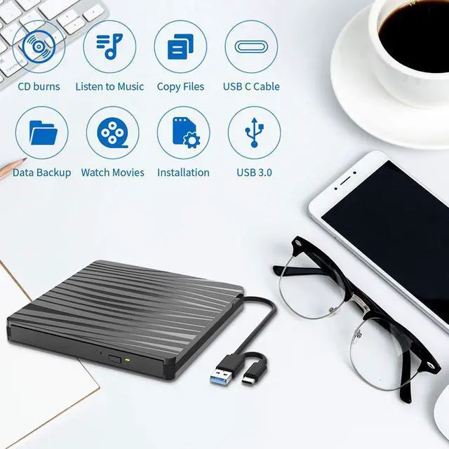 Alt view image 6 of 7 - Portable DVD Burner USB3.0 Type-C External Optical Drive Super Slim USB 3.0 External Mobile Optical Drive CD/DVD Writer for Laptop Notebook