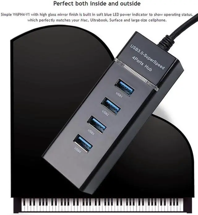 Alt view image 4 of 7 - High Speed 4 Ports USB 3.0 Hub USB Splitter Portable USB Port USB HUB for Apple Macbook Air Laptop PC Tablet High Speed