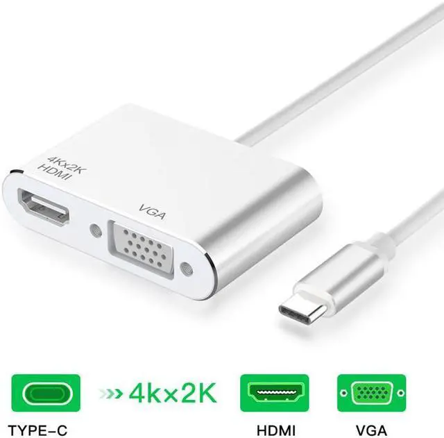 Main image of 2 in 1 USB C Cable Type C to HDMI VGA Adapter 4K USB-C Type-C Audio Video Converter Cable for Macbook Samsung Galaxy
