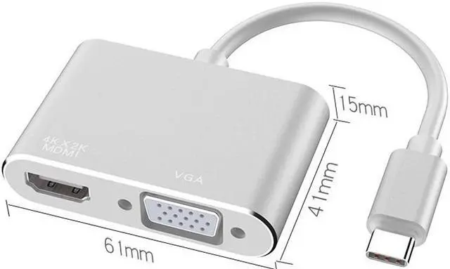 Alt view image 7 of 7 - 2 in 1 USB C Cable Type C to HDMI VGA Adapter 4K USB-C Type-C Audio Video Converter Cable for Macbook Samsung Galaxy