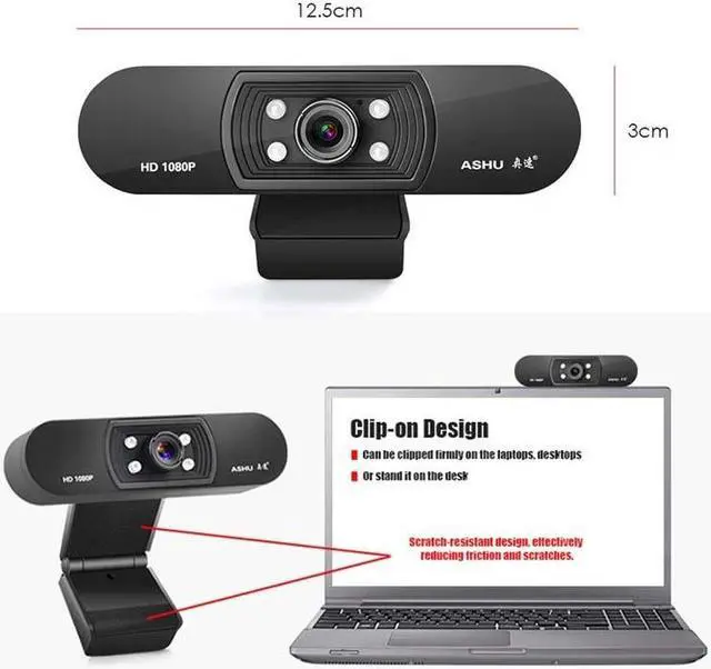 Alt view image 5 of 6 - Webcam 1080P HD Web Camera with Built-in Microphone 1920 x 1080p USB Plug&Play WebCam Widescreen Video
