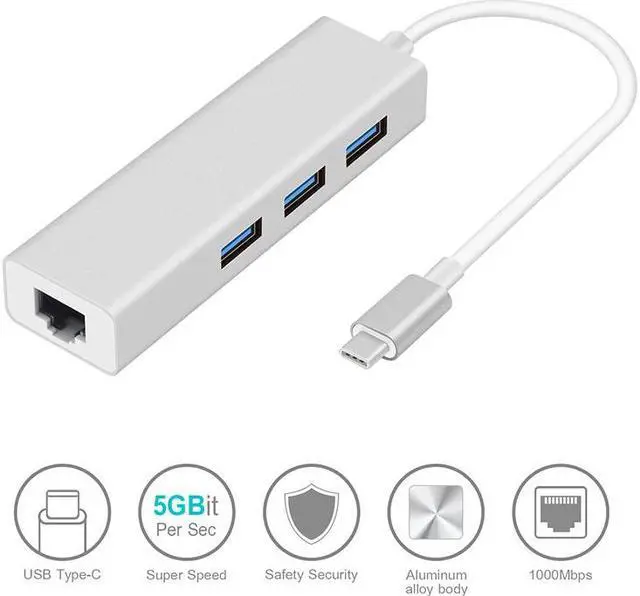 Main image of Type-C To RJ45 Network Card Hundred Trillion USB 3.0 Hub Type C To RJ45 Hub USB 3.0 Ethernet Network Adapter