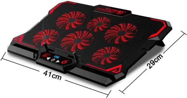 Alt view image 6 of 7 - Gaming Laptop Cooler Notebook Cooling Pad 6 Silent Red LED Fans Powerful Air Flow Portable Adjustable Laptop Stand 2600RPM Laptop Cooling Pad