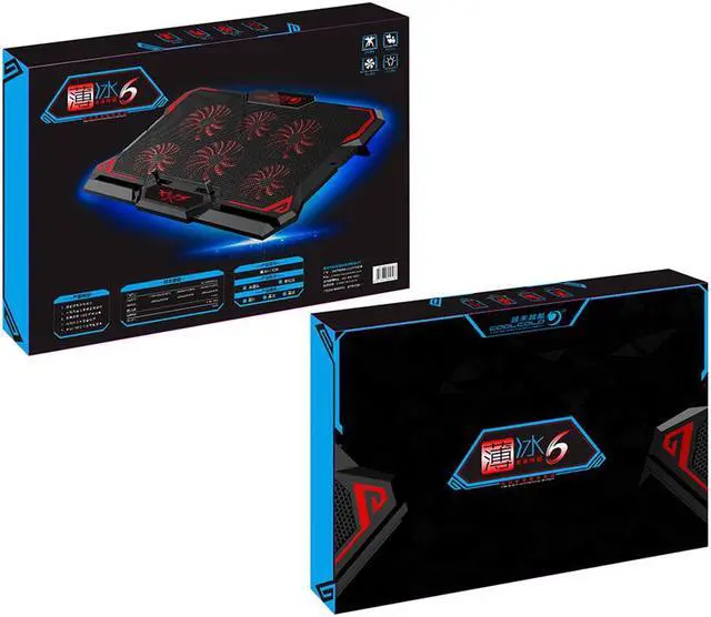 Alt view image 7 of 7 - Gaming Laptop Cooler Notebook Cooling Pad 6 Silent Red LED Fans Powerful Air Flow Portable Adjustable Laptop Stand 2600RPM Laptop Cooling Pad