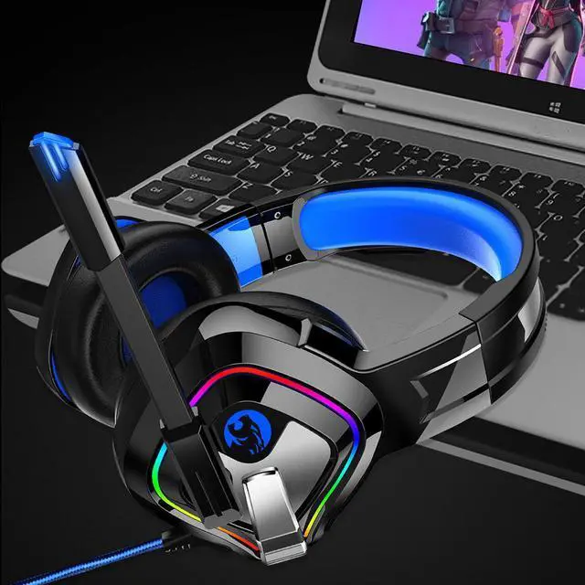 Alt view image 7 of 7 - Gaming Headset, Surround Stereo Gaming Headphones with Noise Cancelling Mic, LED Lights & Soft Memory Earmuffs, Works with Xbox One, PS4, Nintendo Switch, PC Mac Computer Games Headset