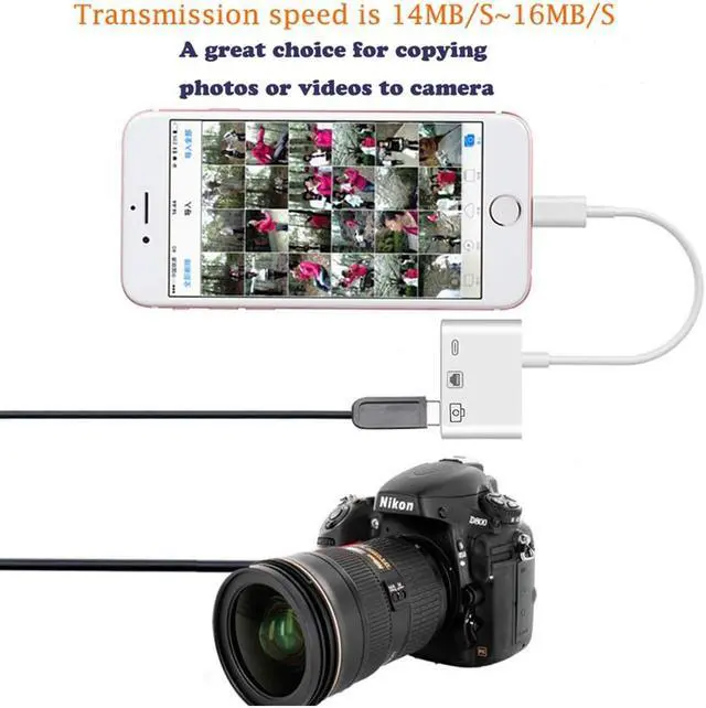 Alt view image 6 of 7 - 3 in 1 Lightning to RJ45 Ethernet LAN Wired Network Adapter, iPhone iPad to USB Camera Adapter Kit, Lightning to USB OTG Adapter Cable (White)