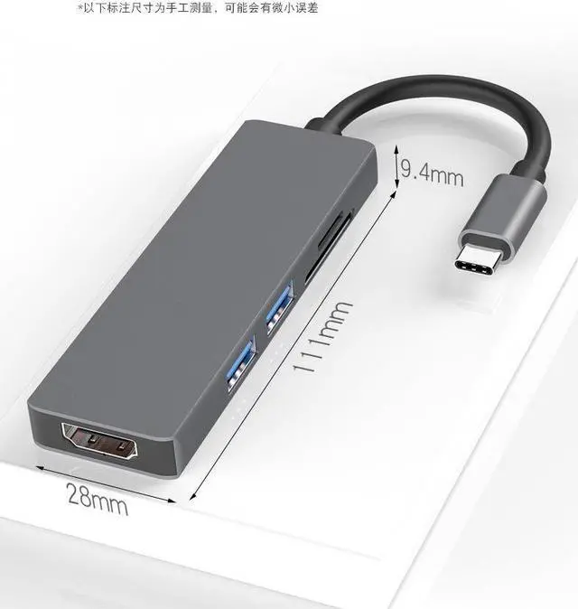 Alt view image 5 of 7 - USB C Hub,5-in-1 Type C Adapter 4K USB C to HDMI,USB C Multiport Adapter, USB C to USB 3.0, SD/Mircro SD Card Reader Slots, Compatible Chromebook, BEEL XPS, Samsung Galaxy S8/S8+/S9/S9+/Note 8