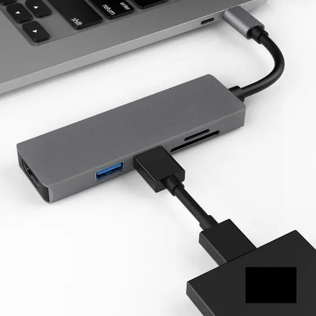 Alt view image 4 of 7 - USB C Hub,5-in-1 Type C Adapter 4K USB C to HDMI,USB C Multiport Adapter, USB C to USB 3.0, SD/Mircro SD Card Reader Slots, Compatible Chromebook, BEEL XPS, Samsung Galaxy S8/S8+/S9/S9+/Note 8