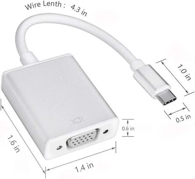 Alt view image 7 of 7 - USB-C to VGA Adapter, Bincolo USB 3.1 Type C (Thunderbolt 3) to VGA Converter Compatible with MacBook Pro, New MacBook, MacBook Air 2018, Dell XPS 13/15, Surface Book 2 and More